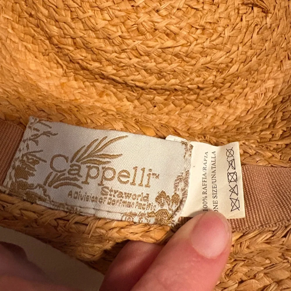 Cappelli Straworld Stylish Tan Raffia Straw Hat with Multicolor Ribbon‎ O/S